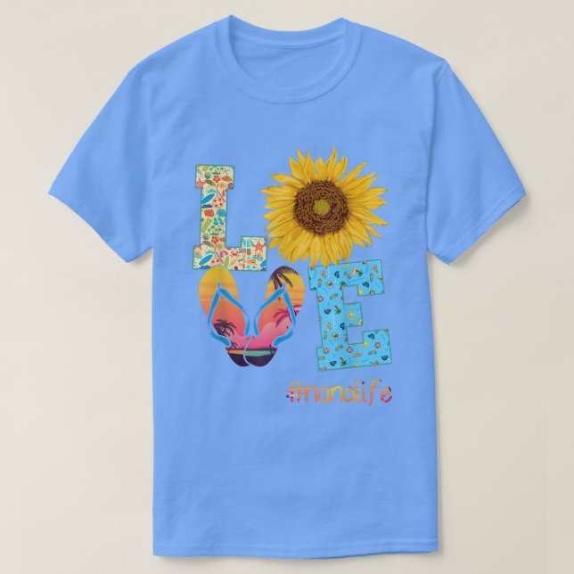 Camiseta AMOR Nana Chanclas de Vida Girasoles Verano Madre' (Diseño del anverso)