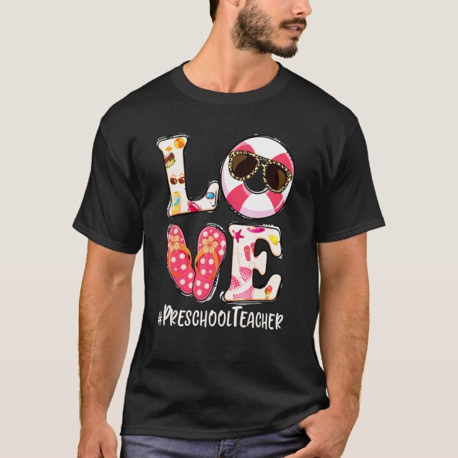 Camiseta Amor Natación Float Flip Flops Profesora de Preesc (Anverso)
