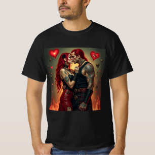 Camiseta Amor Oscuro: Pasión Gótica entre Llamas
