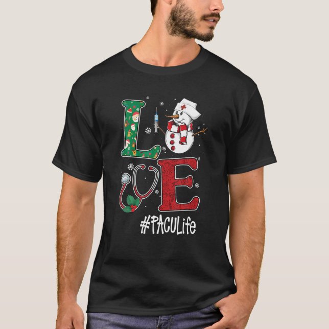 Camiseta Amor PACU Vida Stethoscope Navidades Snowman Vacci (Anverso)