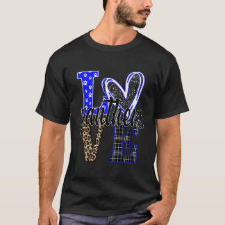 Camiseta Amor Panteras Mascota Espíritu Escolar Azul Blanco