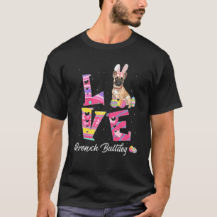 Camiseta Amor Pascua Bulldog francés Bunny Ears Perro Graci