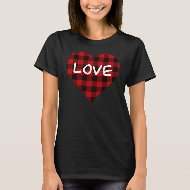 Camiseta Amor, patrón de manchas de búfalo rojo, corazón va (Anverso)