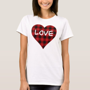 Camiseta Amor, patrón de manchas de búfalo rojo, corazón va