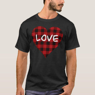 Camiseta Amor, patrón de manchas de búfalo rojo, corazón va