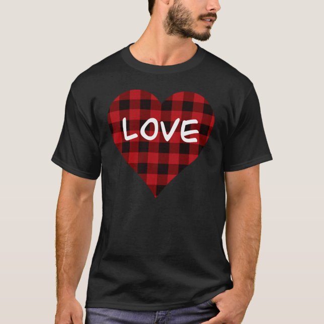 Camiseta Amor, patrón de manchas de búfalo rojo, corazón va (Anverso)