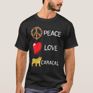 Camiseta Amor Paz Caracal Manchado Abrigo Marrón Flor Oreja