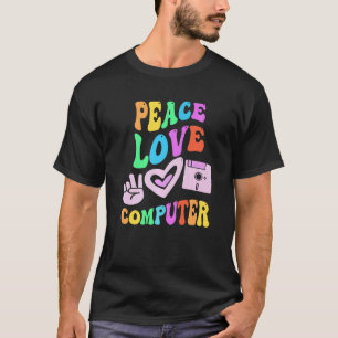 Camiseta AMOR PAZ COMPUTADORA Tecnología Retro Profesor Gro