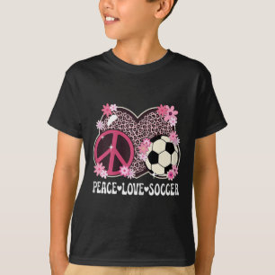 Camiseta Amor Paz Fútbol Amante Estampado Leopardo Mujer Ch