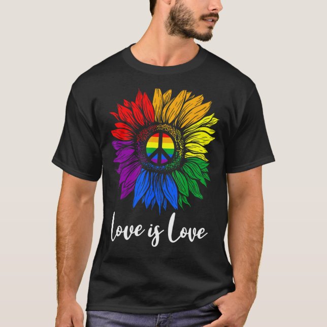 Camiseta Amor Paz Girasol Lgbt Orgullo Gay Lesbia (Anverso)