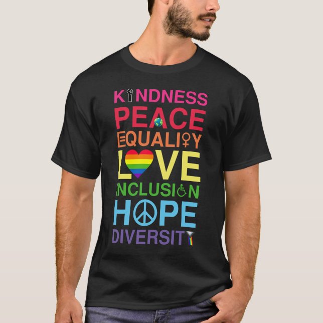 Camiseta Amor Paz Igualdad Amor Inclusión Esperanza  (Anverso)