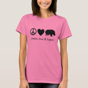 Camiseta Amor Paz Negro & Hipopótamos