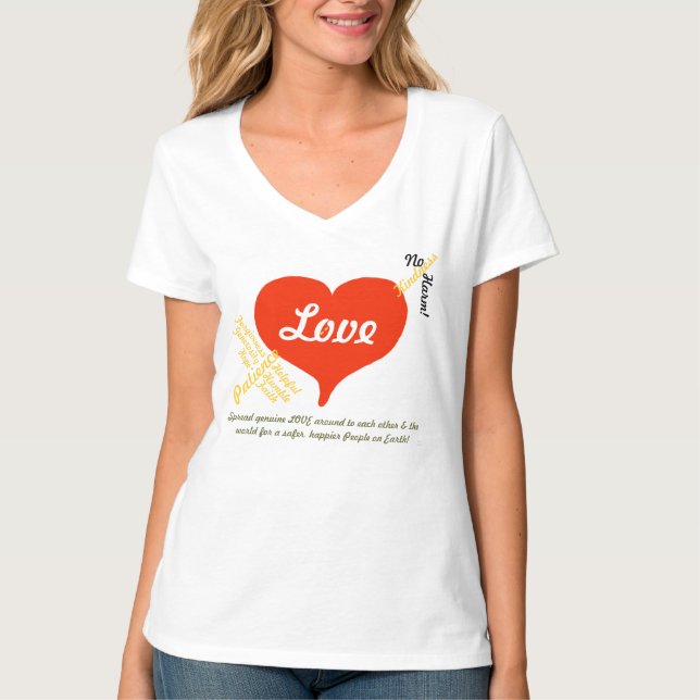 Camiseta Amor, Paz No Daño Corazón Rojo (Anverso)