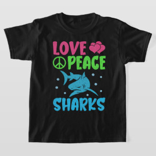 Camiseta Amor Paz Tiburones Tiernos Animales Marinos Amante
