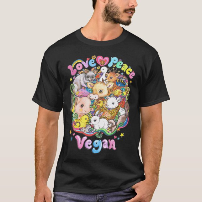 Camiseta Amor, Paz, Vegano (Anverso)