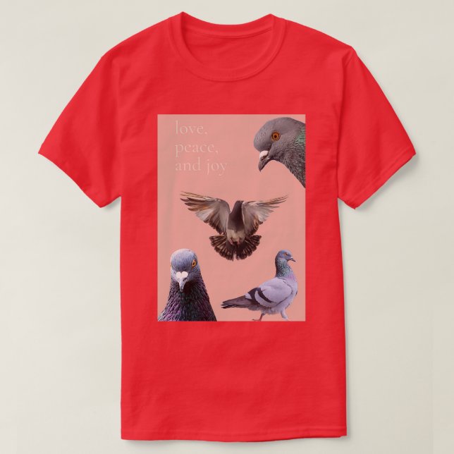 Camiseta amor paz y alegría diseño de palomas de carreras 2 (Diseño del anverso)