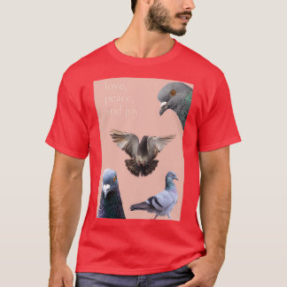 Camiseta amor paz y alegría diseño de palomas de carreras 2