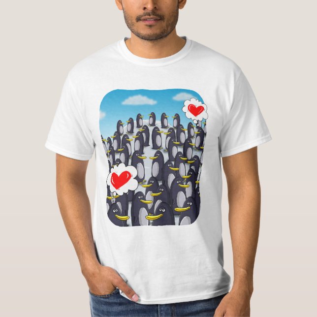 Camiseta Amor pingüino por San Valentín. Regalo de valentin (Anverso)