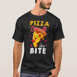 Camiseta Amor Pizza Al Primer Bite Valentine Pizza Italiana