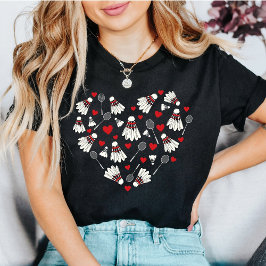 Camiseta Amor por Bádminton Corazón Volantes y Raquetas