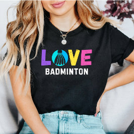 Camiseta Amor por Bádminton | Gráfico de Volante de Colores