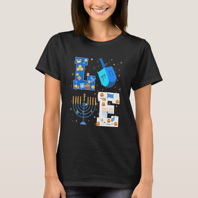 Camiseta Amor por Chanukah Hanukkah Menorah Judío (Anverso)