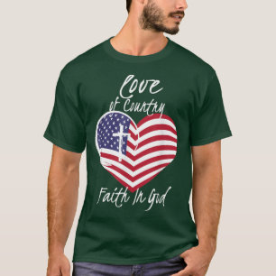 Camiseta Amor por la fe del país en Dios Gracioso Cristiano