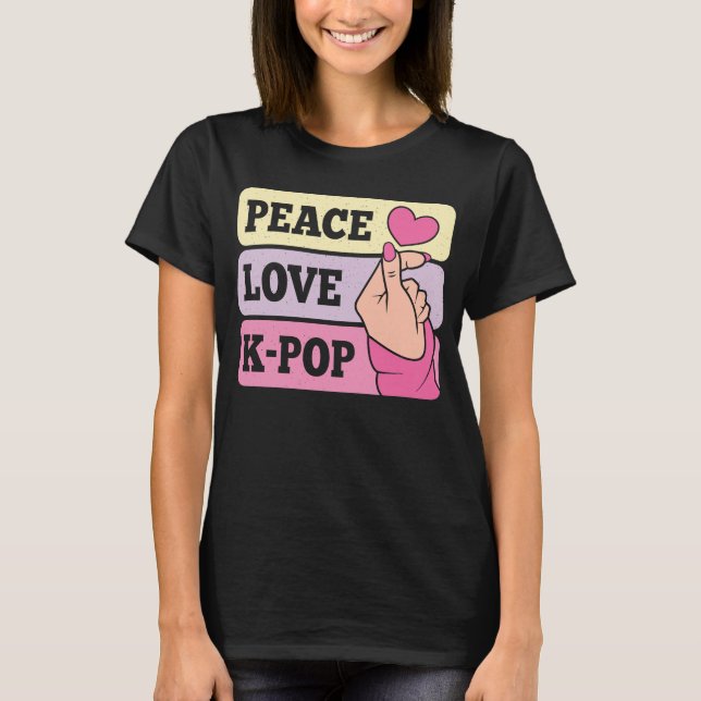 Camiseta Amor por la Paz K Música pop coreana Pastel rosa K (Anverso)