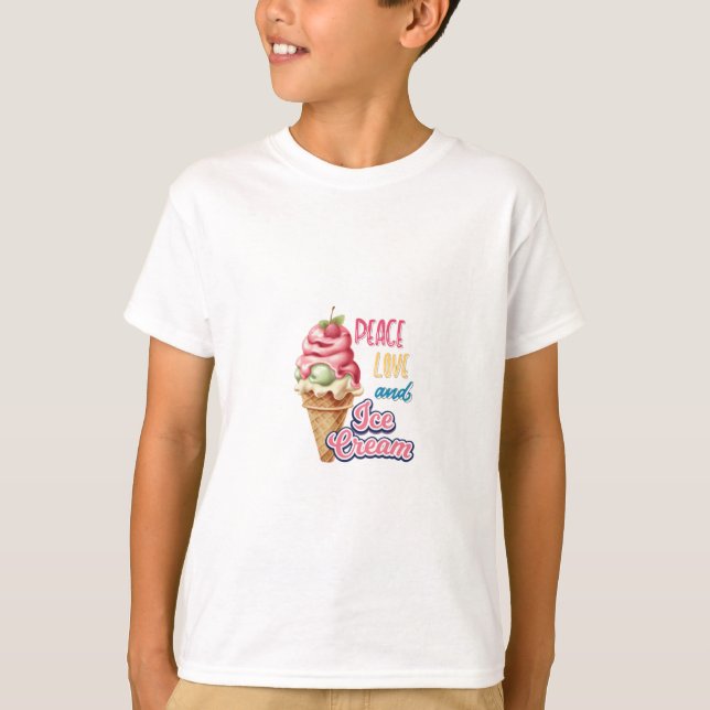 Camiseta amor por la paz y helado (Anverso)