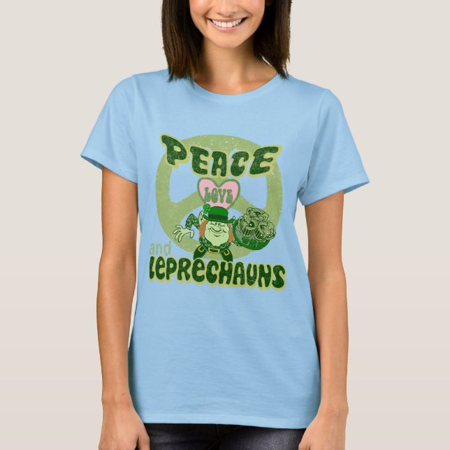 Camiseta ¡Amor por la paz y Leprechauns! (Anverso)