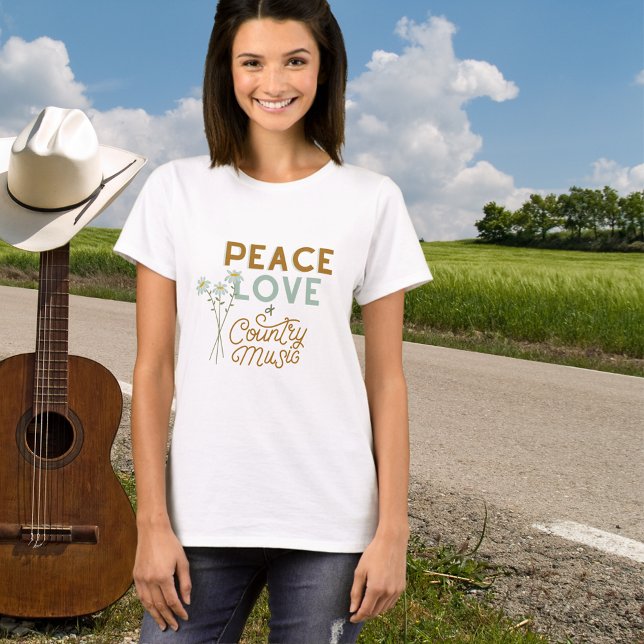 Camiseta Amor por la paz y música country (Available in tank top style too! )