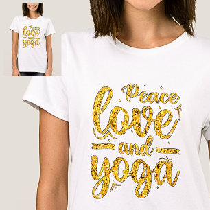 Camiseta Amor por la paz y oro del yoga en blanco