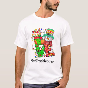 Camiseta AMOR Profesor de primer grado Snowman Santa Hat Na