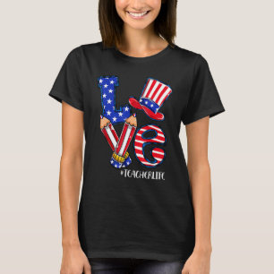 Camiseta Amor Profesor Vida Bandera Estadounidense 4 De Jul