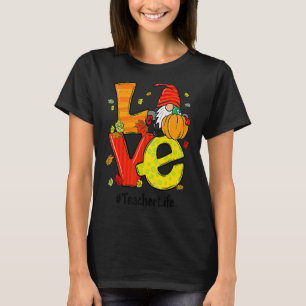 Camiseta Amor Profesor Vida Gnome Pumpkin Otoño Caída Graci