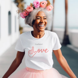 Camiseta Amor radiante rosa y gris ASL