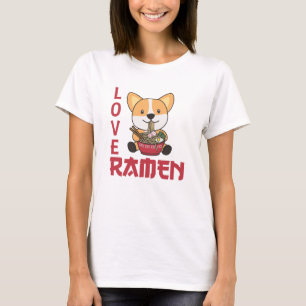 Camiseta Amor Ramen Cute Corgi Kawaii Perros fideos