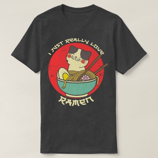 Camiseta Amor Ramen Fideos Japoneses Kawaii Anime Gato Nood (Diseño del anverso)