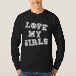Camiseta Amor Retro a mis chicas papá de béisbol y mamá de