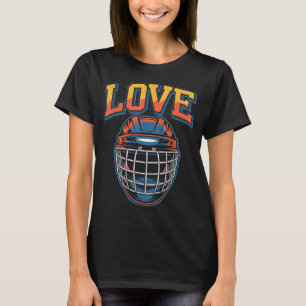 Camiseta Amor Retro Hockey Flores Groovy Y Casco