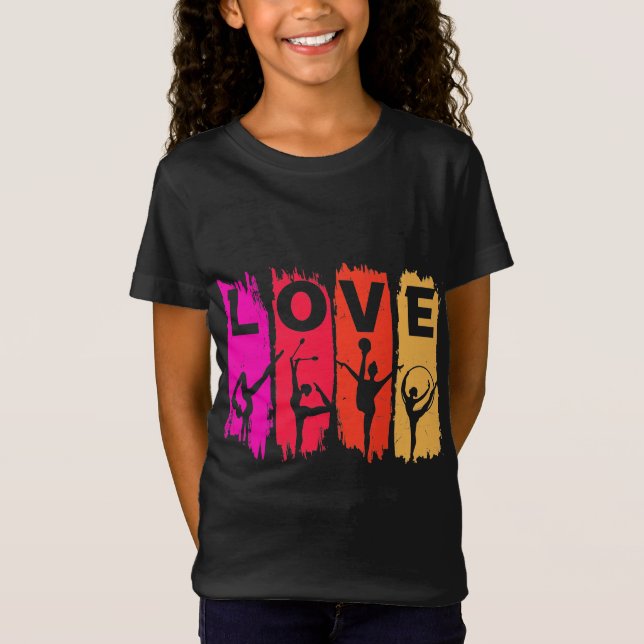 Camiseta Amor rítmico de gimnastas en colores tropicales (Anverso)
