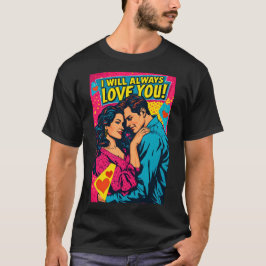 Camiseta Amor Romántico Pop Art Azul Magenta Amarillo