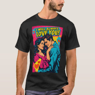 Camiseta Amor Romántico Pop Art Azul Magenta Amarillo