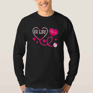 Camiseta Amor Rosa Vida Urgencias Ritmo cardíaco Doctor Enf
