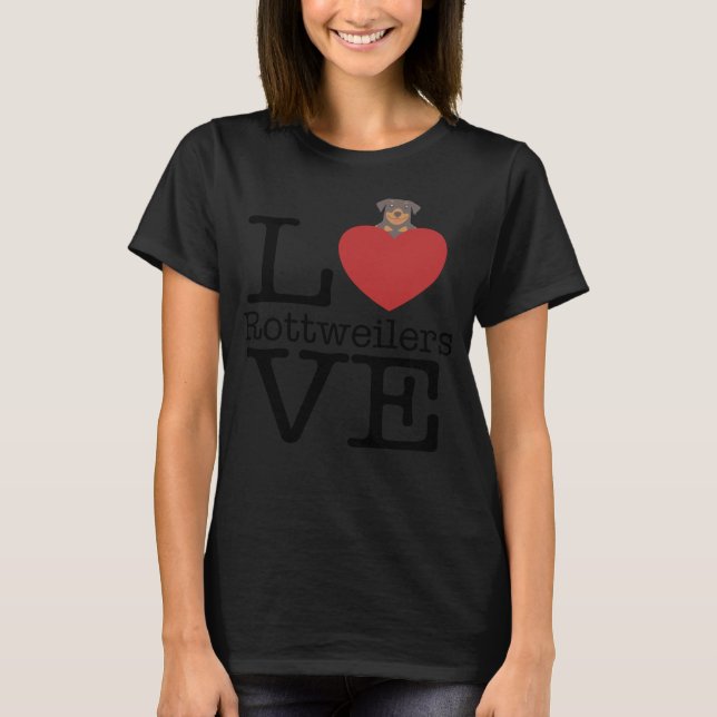 Camiseta Amor Rottweilers lindo (Anverso)
