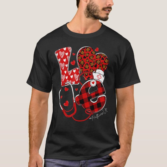 Camiseta Amor Salud Enfermera Día de San Valentín Heart Nu (Anverso)