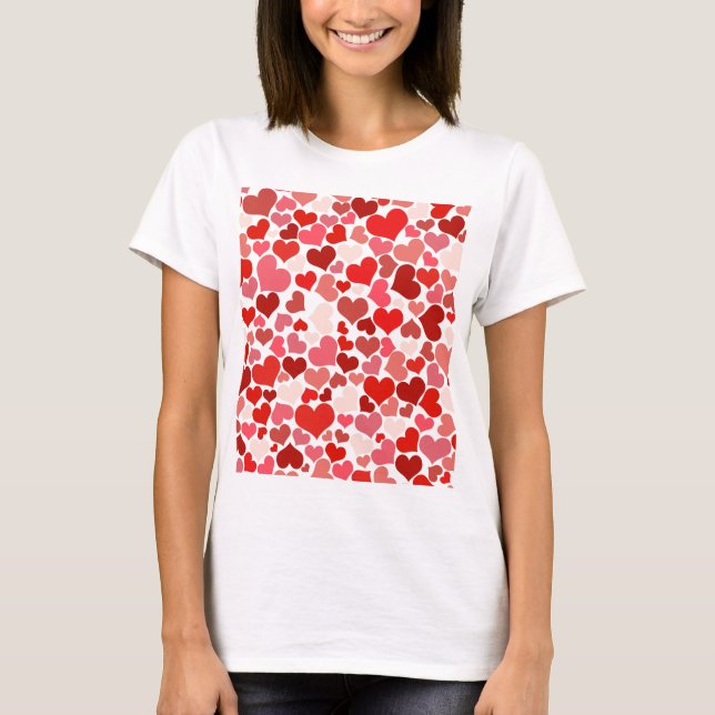 Camiseta Amor, San Valentín, Día, Corazón, Mujeres, Rosa, R (Anverso)