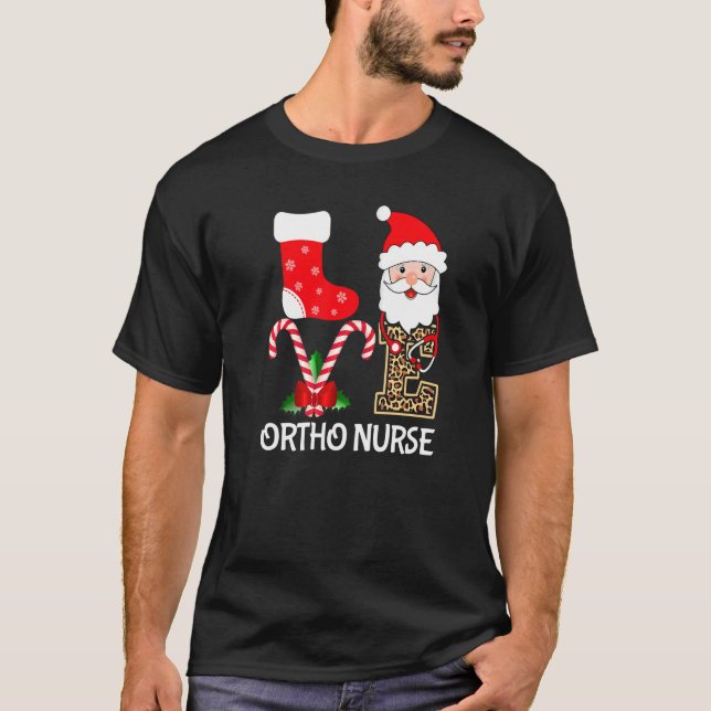 Camiseta Amor Santa Hat Stethoscope Enfermera Ortopedia (Anverso)