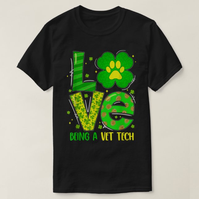 Camiseta Amor Ser Un Técnico Veterinario Veterinaria Trébol (Diseño del anverso)
