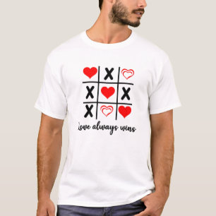Camiseta Amor Siempre, Gana Tris Tic-Tac-Toe Día de San Val